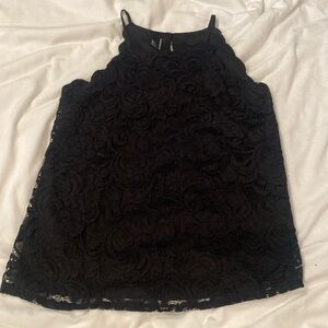 Fortune+Ivy Black Lace Tank Blouse